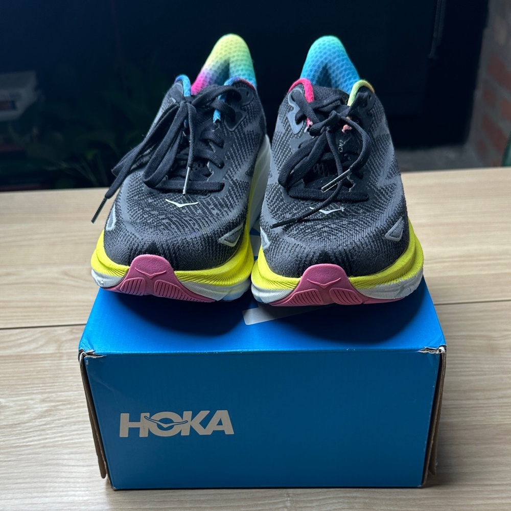 Hoka Sneakers in Black, Yellow, Blue, and Pink
